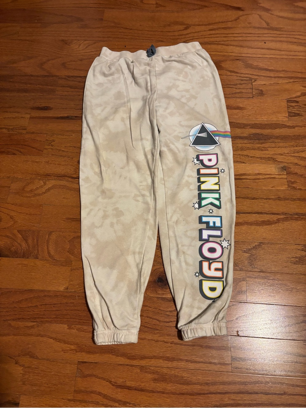 Pink Floyd Beige Joggers with Colorful Lettering